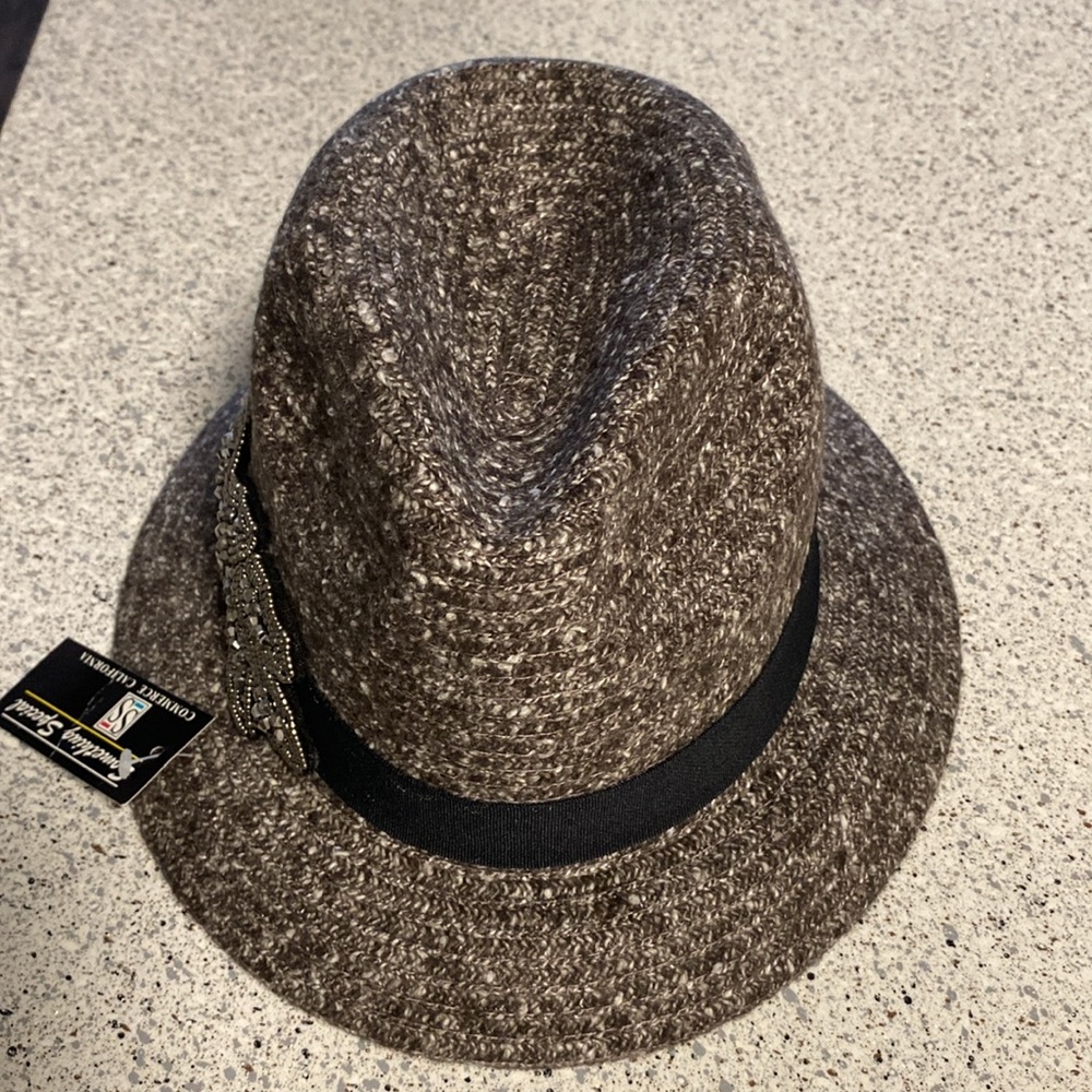 Something Special Bohemian Fedora Top Brown Embellished Band Autumn Bucket Hat